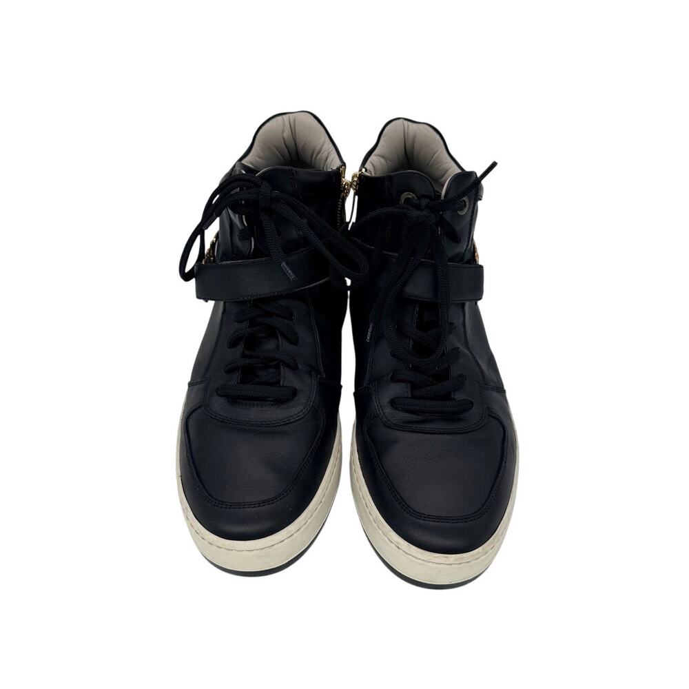 Salvatore Ferragamo Gancini Strap Black Leather High Top Sneakers size 12